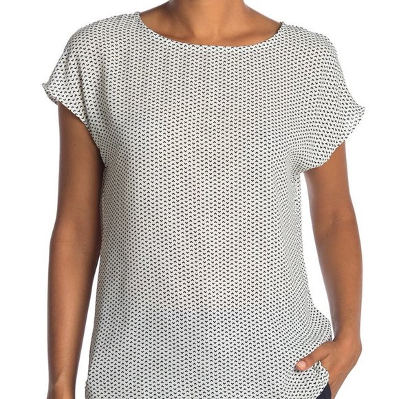 Pleione Tops - Pleione Printed Cap Sleeve High/Low Top